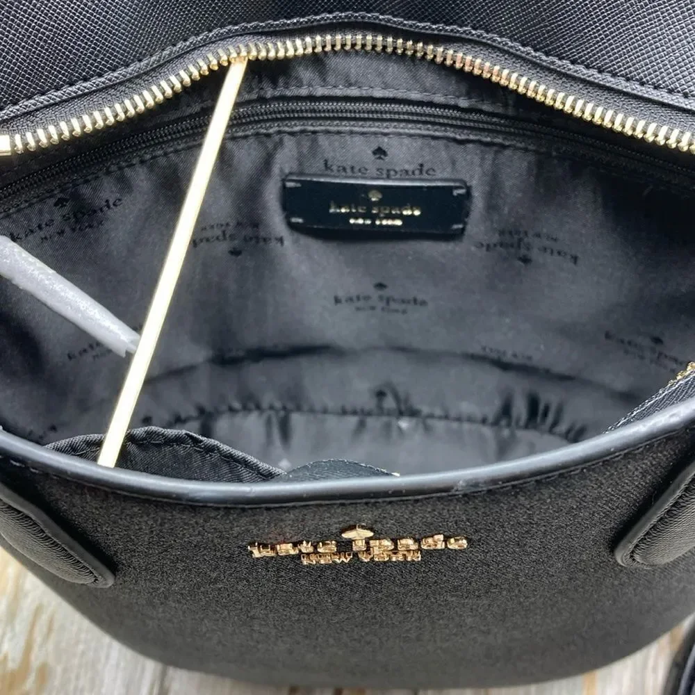Kate Spade Purse Black Glimmer Glitter Satchel Crossbody Hand Bag